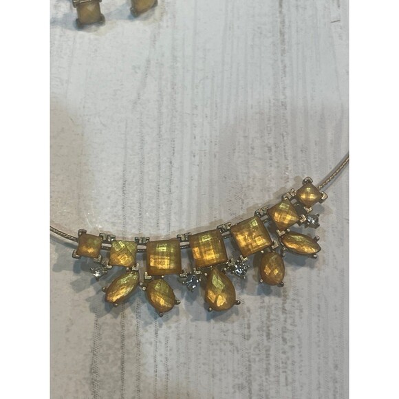 18" SAQ Avon Bali Bliss Necklace/Earrings Faux Citrine Faceted Lucite Yellow - Picture 2 of 10